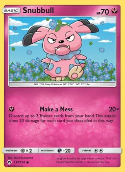 Snubbull card from Lost Thunder, number 137/214