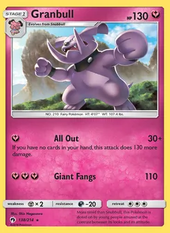Granbull card from Lost Thunder, number 138/214