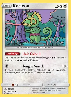 Kecleon card from Lost Thunder, number 161/214