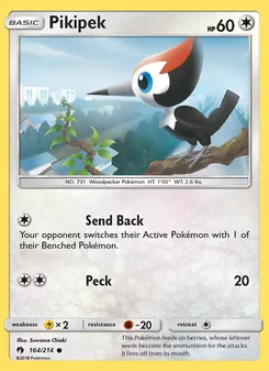 Pikipek card from Lost Thunder, number 164/214