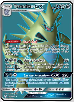 Tyranitar GX card from Lost Thunder, number 203/214