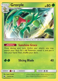 Grovyle card from Lost Thunder, number 21/214
