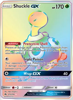 Shuckle GX card from Lost Thunder, number 215/214