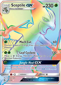 Sceptile GX card from Lost Thunder, number 216/214