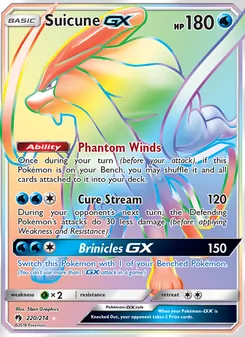 Suicune GX card from Lost Thunder, number 220/214