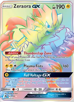 Zeraora GX card from Lost Thunder, number 221/214