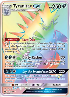 Tyranitar GX card from Lost Thunder, number 223/214