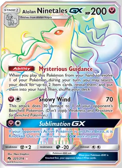 Alolan Ninetales GX card from Lost Thunder, number 225/214