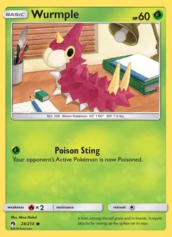 Wurmple card from Lost Thunder, number 24/214