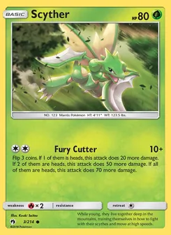 Scyther card from Lost Thunder, number 3/214