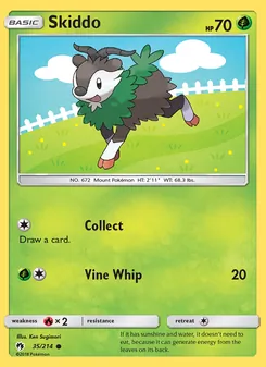 Skiddo card from Lost Thunder, number 35/214