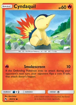 Cyndaquil card from Lost Thunder, number 39/214