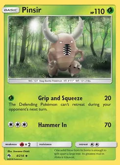 Pinsir card from Lost Thunder, number 4/214
