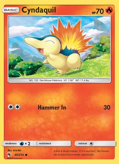 Cyndaquil card from Lost Thunder, number 40/214