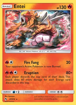 Entei card from Lost Thunder, number 47/214