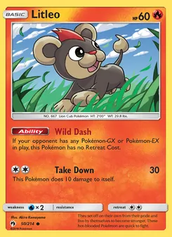 Litleo card from Lost Thunder, number 50/214