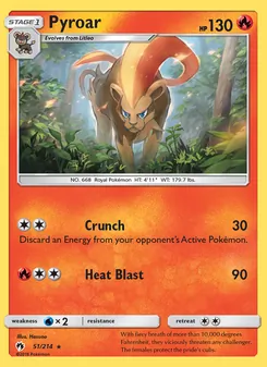Pyroar card from Lost Thunder, number 51/214