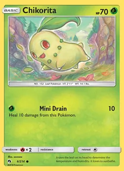 Chikorita card from Lost Thunder, number 6/214