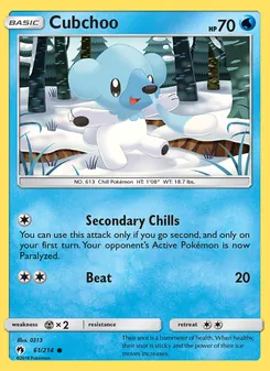 Cubchoo card from Lost Thunder, number 61/214