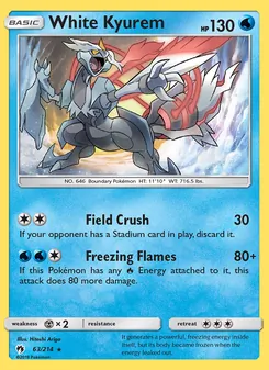 White Kyurem card from Lost Thunder, number 63/214