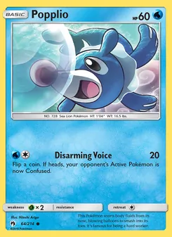 Popplio card from Lost Thunder, number 64/214