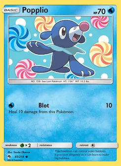 Popplio card from Lost Thunder, number 65/214