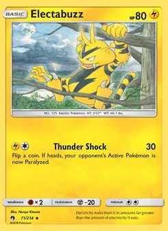 Electabuzz card from Lost Thunder, number 71/214