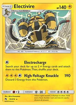 Electivire card from Lost Thunder, number 72/214
