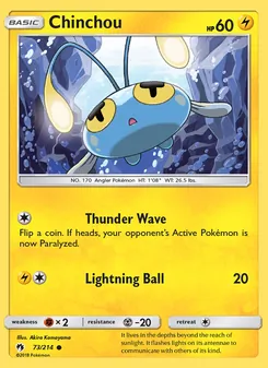 Chinchou card from Lost Thunder, number 73/214