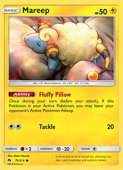 Mareep card from Lost Thunder, number 75/214