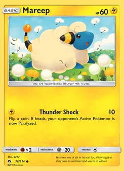 Mareep card from Lost Thunder, number 76/214