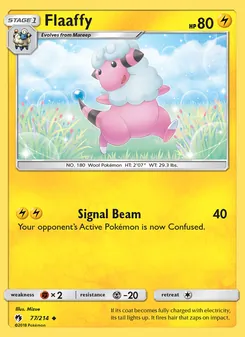 Flaaffy card from Lost Thunder, number 77/214
