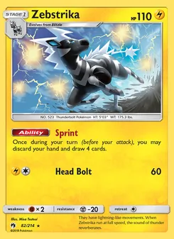 Zebstrika card from Lost Thunder, number 82/214