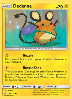 Dedenne card from Lost Thunder, number 84/214