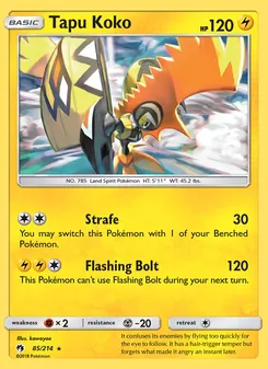Tapu Koko card from Lost Thunder, number 85/214