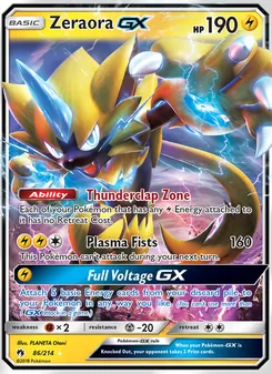 Zeraora GX card from Lost Thunder, number 86/214