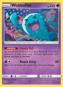 Wobbuffet card from Lost Thunder, number 93/214
