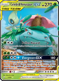 Celebi & Venusaur GX card from Team Up, number 1/181
