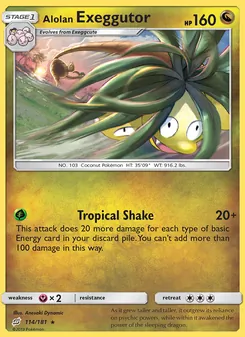 Alolan Exeggutor card from Team Up, number 114/181