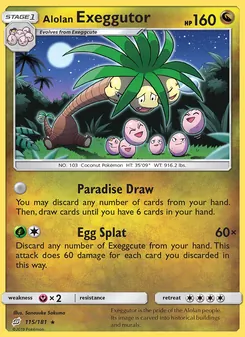 Alolan Exeggutor card from Team Up, number 115/181