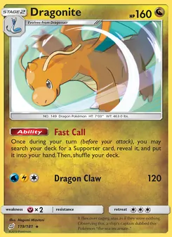 Dragonite card from Team Up, number 119/181