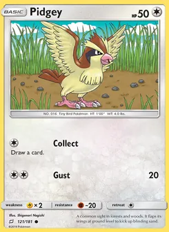 Pidgey card from Team Up, number 121/181