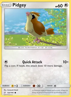 Pidgey card from Team Up, number 122/181