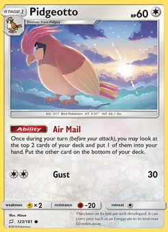 Pidgeotto card from Team Up, number 123/181