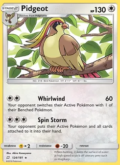 Pidgeot card from Team Up, number 124/181