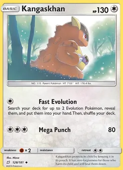 Kangaskhan card from Team Up, number 128/181
