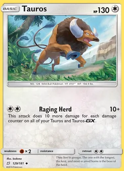 Tauros card from Team Up, number 129/181