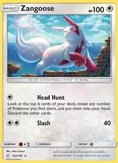 Zangoose card from Team Up, number 132/181
