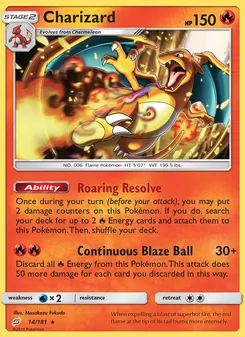 Charizard card from Team Up, number 14/181