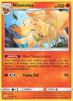 Ninetales card from Team Up, number 16/181